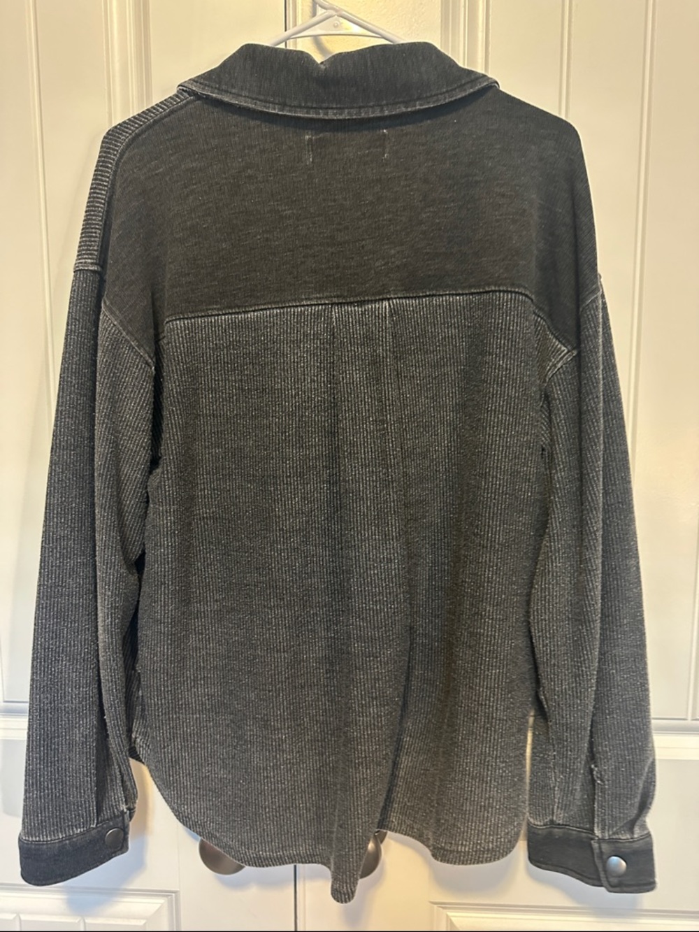 Thread & Supply Charcoal Gray Ribbed Button-Up Jacket - Picture 4 of 4